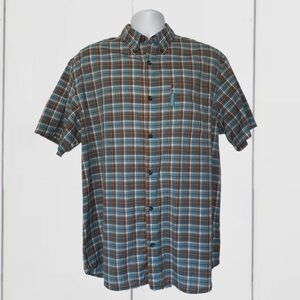 Columbia Sportswear Men’s Short Sleeve Plaid Shirt – Size L, 100% Cotton